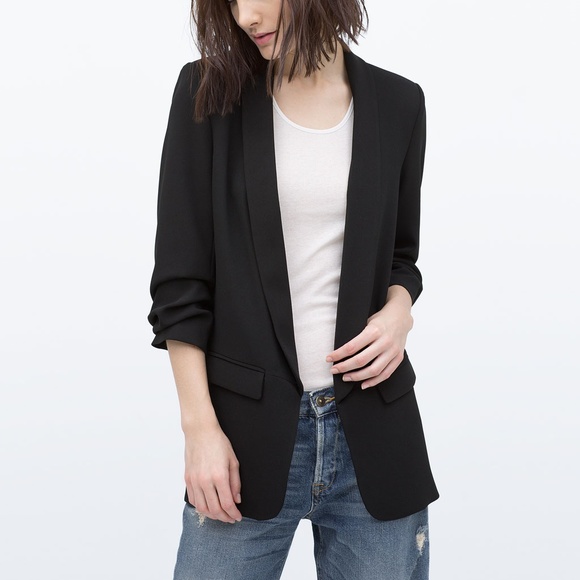 zara black long blazer